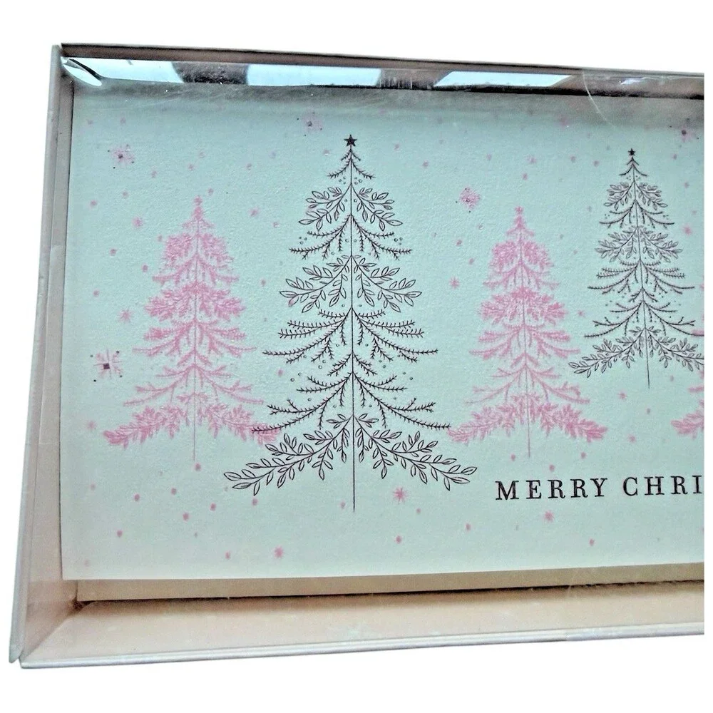 Elum Holiday Christmas Cards and Envelopes Pink Trees Set of 16 Merry Christmas